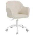 Produktbild: WOLTU Schreibtischstuhl, Bürostuhl ergonomisch, Homeoffice Stuhl höhenverstellbar, Schminkstuhl mit Armlehnen, Drehstuhl mit Rollen, Samt Stuhl Metallrahmen, 150 kg belastbar, Beige