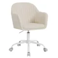 Produktbild: Stuhl, Schminkstuhl, Schreibtischstuhl mit Samt, Beige Metall weiß 166cm