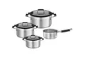 Produktbild: Rösle Kochtopfset Silence Pro , Edelstahl , Metall , 4-teilig , 24 cm,16 cm , 8,7 L,2,9 L,1,9 L,1,4 L , 31x55x23.5 cm , Messskala, geschmacksneutral , Kochen, Töpfe, Topfsets