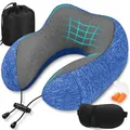 Produktbild: SOMLAW Nackenkissen Flugzeug, Reisekissen Memory Foam, Nackenhörnchen Erwachsene, Nackenkissen Reise mit 3D-Schlafmaske, Ohrstöpsel, Tasche Ideal für Reisen, Flugzeug, Büro, Auto, Zug