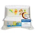 Produktbild: KiNDERWELT Premium zweistufiger Tritthocker für Kinder und Babys, Winnie Puuh Design in Weiß, Tritthocker 2 Stufen für Kleinkinder ab 3 Jahren, abwischbar, rutschfest und BPA-frei