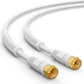 Produktbild: HB-DIGITAL 2,5 m SAT TV Antennenkabel Koaxialkabel HDTV 8K 4K Anschlusskabel + Radio Mantelstromfilter Vergoldete Metallstecker - Weiss