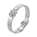 Produktbild: Heideman Mesh Armband Milanaise Damen - aus hochwertigem Edelstahl - silber gold rosegold farbend poliert - Armkette für Frauen mit Charms - Herz mit Stein weiß