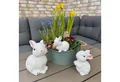 Produktbild: Online-Fuchs Dekofigur 3 weiße süße Hasen aus Porzellan - Deko Ostern, Frühling, Sommer (Hasenfamilie, bis 18 cm groß), Weiß glänzend lackiert