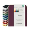 Produktbild: Schlafgut Casual Spannbettlaken 180x200cm bis 200x200cm - 100% Biobaumwolle, Oeko-TEX Zertifiziert, Purple Deep, Matratzenhöhe bis 25cm
