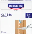 Produktbild: Hansaplast Classic Pflaster (5 m x 4 cm), zuschneidbare Wundpflaster mit extra starker Klebkraft, flexibles und atmungsaktives Verbandsmaterial