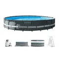 Produktbild: INTEX 26334GN Frame Pool Set Ultra XTR (610x122cm) inkl. Filterpumpe Abdeckplane Leiter Bodenplane