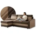 Produktbild: Ecksofa mit Schlaffunktion Orion, Universelle Seite, Dunkelbraun + Braun - Dunkelbraun/Braun