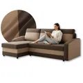 Produktbild: Ecksofa mit Schlaffunktion Orion, Universelle Seite, Dunkelbraun + Braun