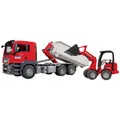 Produktbild: bruder LKW Modell MAN TGS mit Abrollcontainer + Schäffer Hoflader Fertigmodell