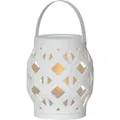 Produktbild: STAR Flame LED Laterne Leucht flackernd Korb Kunststoff weiß Batterie Timer Deko