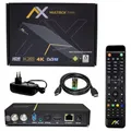 Produktbild: AX Multibox Twin 4K Sat Receiver mit 2x DVB-S2 WiFi WLAN 2160p H.265 Linux E2 +