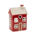 Produktbild: Village Pottery Teelichthalter, Haus mit Herzfenster, ca. 12 x 20 x 8 cm, Kerami