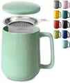 Produktbild: Cosumy Teetasse mit Sieb und Deckel - Keramik Türkis - Hält Lange warm - 500ml XXL Groß - Spülmaschinenfest