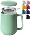 Produktbild: Cosumy Teeglas Teetasse mit Sieb und Deckel - Keramik Türkis - Hält Lange warm, 1-tlg., Keramik, Hält Lange warm - 500 ml XXL Groß - Spülmaschinenfest