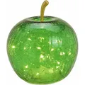 Produktbild: Led Glas Apfel 16 Cm - Grün - Deko Frucht In Bruchglas Optik Batterie Betrieben Mit Timer