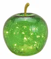 Produktbild: Spetebo LED Crackle Glas Apfel 16 cm - grün - Deko Frucht in Bruchglas Optik - Tisch Lampe Leuchte mit Drahtlichterkette Batterie betrieben mit Timer