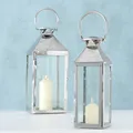 Produktbild: Laternen Set 2 teilig Edelstahl silber Laterne Deko Metall 55 + 41 cm Neu