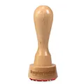 Produktbild: Runder Holzstempel mit Wunschtext und Logo personalisieren - Ø 40 mm, optional mit Stempelkissen und Tinte - Logostempel, Motivstempel