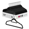 Produktbild: OGIVO Samt Kleiderbügel - 50er Set - rutschfest Bügel für Ihren Garderobe - kleine Stange für Krawatten - Haken um 360° drehbar - Einkerbungen im Schulterbereich - Hangers Clothes (Schwarz)