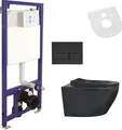 Produktbild: Belvit WC Schwarz Matt Spülrandlos Wand WC - Komplettset mit Vorwandelement, Betätigungsplatte Softclose Deckel Schallschutz