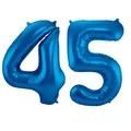 Produktbild: Folienballon 86 cm BLAU Zahl 45 Zahlenballon Luftballon Geburtstag Helium Folat