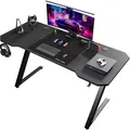 Produktbild: GTPlayer Gaming-Tisch, Gaming-Schreibtisch, 120 x 60 cm, PC-Tisch, Gamer-Tisch mit Carbonfaser-Oberfläche, stabiler Computertisch mit Kopfhörerhaken, Schwarz
