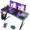 Produktbild: GTPLAYER Gaming Tisch, Gaming Schreibtisch 120 x 60cm, PC Tisch Gamer Tisch mit LED, Stabiler Computertisch mit Kopfhörerhaken, Schwarz