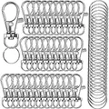 Produktbild: 100Stück Karabiner Schlüsselanhänger, Schlüsselring Edelstahl Klein Basteln Selber Machen Ringe Karabinerhaken mit Drehgelenk(Silber)