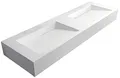 Produktbild: Bernstein Badshop Wandwaschbecken Aufsatzwaschbecken TWG16 Waschbecken aus Mineralguss Solid Stone in Weiß - 152 x 45 x 15 cm