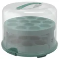 Produktbild: Rotho Kunststoff AG Rotho FRESH Tortenglocke XL mit Trays, 26 cm Höhe, Tortentransportbox auch zur sicheren Aufbewahrung von Kuchen u. Muffins geeignet, Farbe: mistletoe green 1046005092