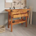 Produktbild: Werkbank mit Schubladen Schraubstöcken 124x52x83 cm Akazienholz
