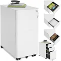 Produktbild: tectake® Büro Metall Aktenschrank mit Rollen, abschließbare Kommode mit Schubladen für Schreibtisch, Rollcontainer, Schubladenschrank, Organzier, Rollwagen Schrank abschließbar (weiß)