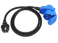 Produktbild: Camping Adapterkabel 1,5m 3G2,5 Schukostecker auf 3-pol. CEE Winkelkupplung IP44