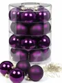 Produktbild: Inge Glas Weihnachtskugeln mit Haken | Schöne Christbaumkugeln aus Glas | Set 20 Kugeln und 40 Aufhänger | Christbaumschmuck Weihnachtsbaumkugeln (Purple Symphony)