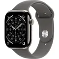 Produktbild: Apple Watch Series 11 GPS + Cellular 46 mm Sportarmband aus Titan Natur und Steingrau – Größe M/L - Grau