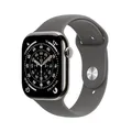 Produktbild: Apple Watch Series 11 GPS + Cellular 46 mm Smartwatch mit Titangehäuse in Natur und Sportarmband in Steingrau (M/L) Schlafindex, Fitnesstracker, Gesundheitsüberwachung, Always-On Display, Wasserschutz