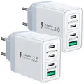 Produktbild: 2er Pack USB C Ladegerät, Aioneus 40W 4Port Stecker USBC Adapter Mehrfach Typ C Handy Netzteil für iPhone 16 15 Pro Max Plus XR SE iPad, Samsung Schnellladegerät USB-C Ladestecker Ladeadapter Charger