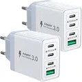Produktbild: 2er Pack USB C Ladegerät, Aioneus 40W 4Port Stecker USBC Adapter Mehrfach Typ C