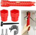 Produktbild: Spülenschlüssel 24,6X5Cm Rot Multifunktionswerkzeug Wasserhahn Sanitär Zubehör