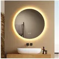 Produktbild: EMKE Badspiegel Rund Rahmen mattiert mit Beleuchtung Antibeschlag (50-80 cm, Touchschalter), Beschlagfrei, Memory-Funktion, 3 Lichtfarben, Dimmbar, IP44 Ø 60 cm