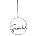 Produktbild: UNUS Aufhänger Familie Schriftzug aus Metall zum Aufhängen Wanddeko Türdeko 25cm schwarz