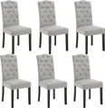 Produktbild: EUGAD 6er Esszimmerstühle Polsterstuhl mit Rückenlehne & Leinenbezug, Massivholzbeine, hellgrau