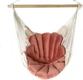 Produktbild: Love Gifts® Hängesessel mit 2 Kissen Muschelform und Deckenhaken-Kit 130/100 cm - 150kg Belastbar, Hängestuhl für Erwachsene & Kinder, Hängesitz