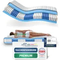 Produktbild: AM Qualitätsmatratzen Premium Taschenfederkernmatratze 140x200cm H3 24cm - Made in Germany & Oeko TEX Siegel - 7 Zonen Federkernmatratze 140x200 mit Lyocell Bezug - Ergonomische Matratze 140x200 H3
