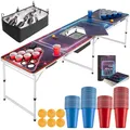Produktbild: Bierpongtisch Eisfach Partytisch Trinkspiel Turniertisch LED Pong-Tisch Party