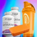 Produktbild: Best Body Carblokker  2 x 100 Kapseln + Shaker u. Pillenbox in Orange 185,01€/kg