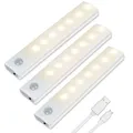 Produktbild: LED Sensor Licht 3 Stück Wiederaufladbar Warmweiß Schranklicht mit Bewegungsm...