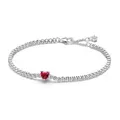 Produktbild: Pandora Tennisarmband Damen-Tennisarmband Rotes Funkelndes Herz Silber silberfarben 16 cm