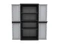 Produktbild: Kreher XXL Kunststoffschrank mit 3 höhenverstellbaren Böden und abschließbaren Türen. Maße BxTxH in cm: 89,7 x 53,7 x 180 cm